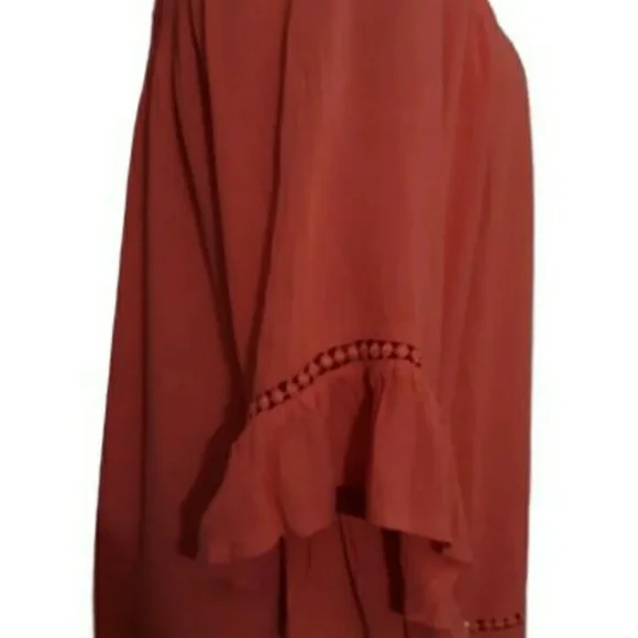 Womens Westport sz med coral color tunic peasant top Bell sleeved shirt - Picture 3 of 8